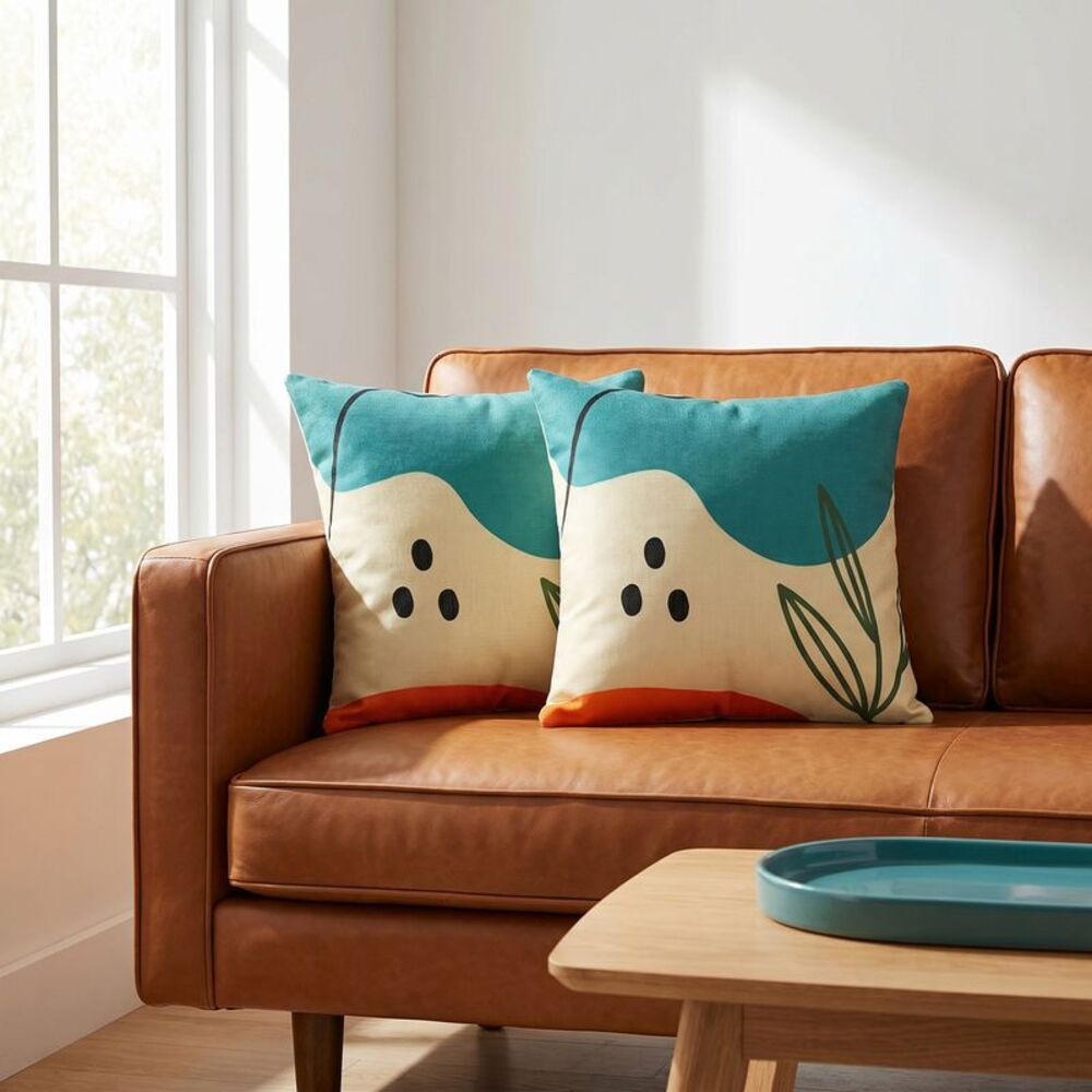 2pcs Linen Throw Pillow Cover Contemporary Decorative Pillow Cover 18 x 18 Inch